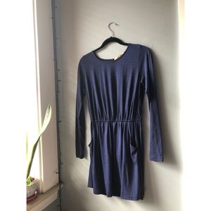 Long Sleeve Open Back Dress with Pockets
